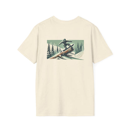 Snowboarder on Tree Rail