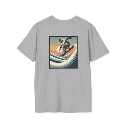 Snowboarder with Wavy Sunset