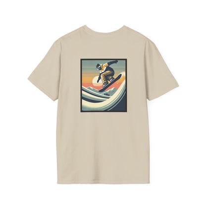 Snowboarder with Wavy Sunset
