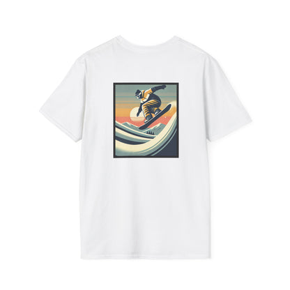 Snowboarder with Wavy Sunset