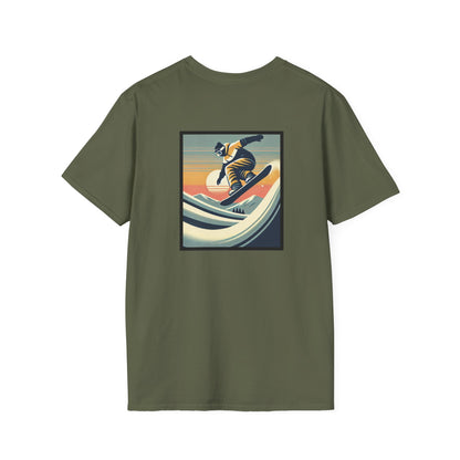 Snowboarder with Wavy Sunset