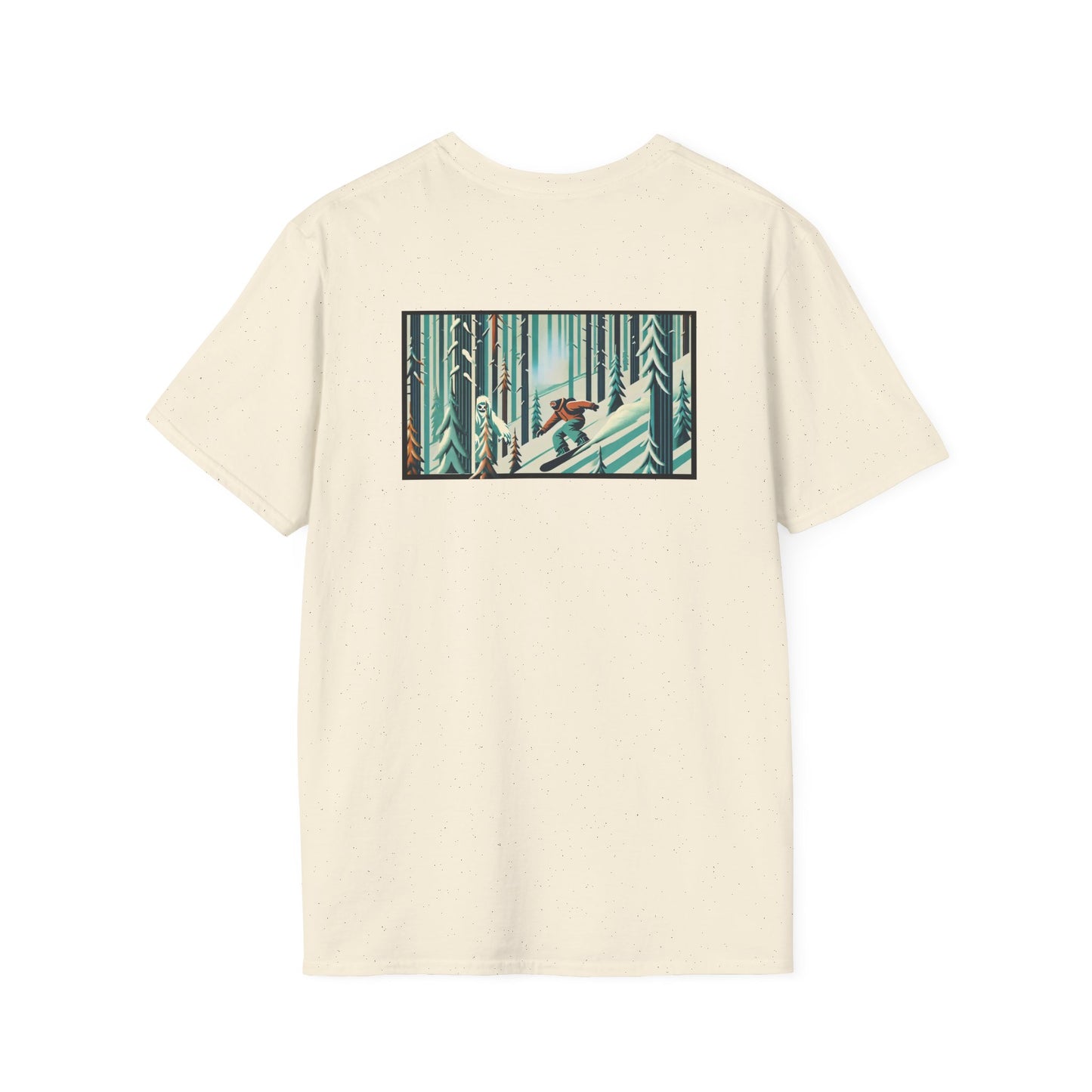 Snowboarder in Forest with Yeti