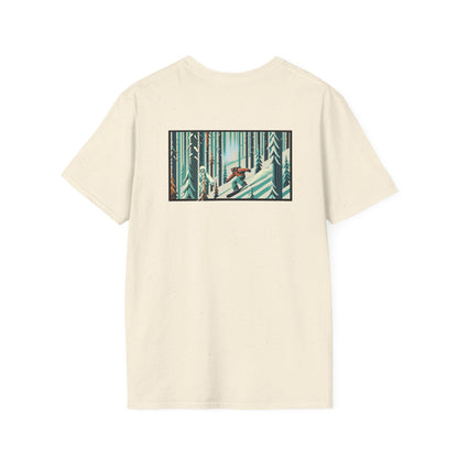 Snowboarder in Forest with Yeti