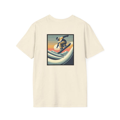 Snowboarder with Wavy Sunset
